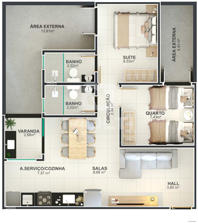Apartamento, 2 quartos, 52 m² - Foto 9