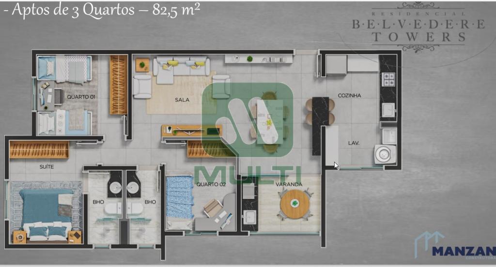 Apartamento à venda com 3 quartos, 82m² - Foto 3