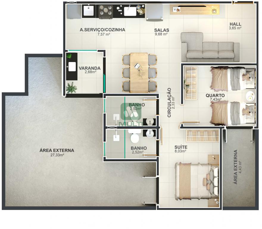 Apartamento à venda com 2 quartos, 51m² - Foto 4