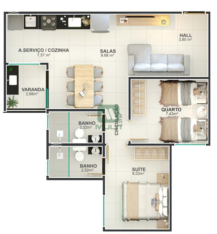 Apartamento à venda com 2 quartos, 51m² - Foto 5